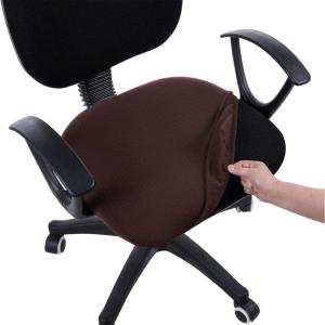 imageSmiry Stretch Jacquard Office Computer Chair Covers Removable Washable Universal Desk Rotating Chair Slipcovers Protector Seat  Backrest Cover GreyChocolate