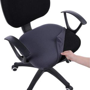 imageSmiry Stretch Jacquard Office Computer Chair Covers Removable Washable Universal Desk Rotating Chair Slipcovers Protector Seat  Backrest Cover GreyDark Grey