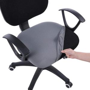 imageSmiry Stretch Jacquard Office Computer Chair Covers Removable Washable Universal Desk Rotating Chair Slipcovers Protector Seat  Backrest Cover GreyGrey