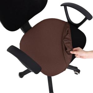 imageSmiry Stretch Jacquard Office Computer Chair Covers Removable Washable Universal Desk Rotating Chair Slipcovers Protector Seat  Backrest Cover GreyLight Chocolate