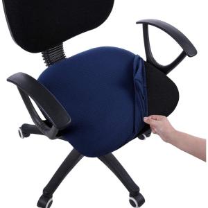 imageSmiry Stretch Jacquard Office Computer Chair Covers Removable Washable Universal Desk Rotating Chair Slipcovers Protector Seat  Backrest Cover GreyNavy Blue