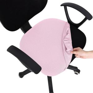 imageSmiry Stretch Jacquard Office Computer Chair Covers Removable Washable Universal Desk Rotating Chair Slipcovers Protector Seat  Backrest Cover GreyPink