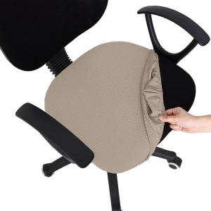 imageSmiry Stretch Jacquard Office Computer Chair Covers Removable Washable Universal Desk Rotating Chair Slipcovers Protector Seat  Backrest Cover GreyTaupe