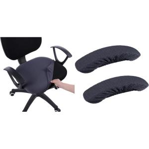 imageSmiry Stretch Jacquard Office Computer Chair Seat Covers Chair Seat CoverChair Armrest Covers Dark Grey