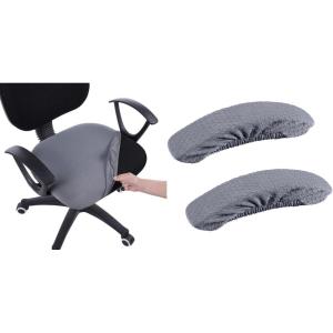 imageSmiry Stretch Jacquard Office Computer Chair Seat Covers Chair Seat CoverChair Armrest Covers Grey