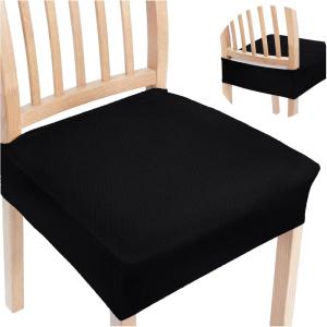 imageSmiry Stretch Jacquard Seat Covers for Dining Room Chairs Set of 6 Removable Washable Chair Seat Protector Slipcovers No Rear Covers BrownBlack