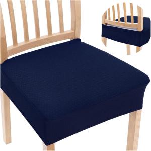 imageSmiry Stretch Jacquard Seat Covers for Dining Room Chairs Set of 6 Removable Washable Chair Seat Protector Slipcovers No Rear Covers BrownFederal Blue