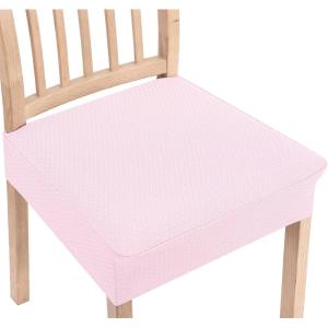 imageSmiry Stretch Jacquard Seat Covers for Dining Room Chairs Set of 6 Removable Washable Chair Seat Protector Slipcovers No Rear Covers BrownPink