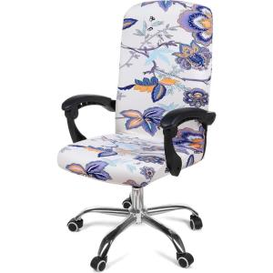 imageSmiry Stretch Printed Office Computer Chair Covers Universal Desk Rotating Chair Slipcovers Removable Washable Soft Fit AntiDust Spandex Protector Cover with Zipper NavyBeige