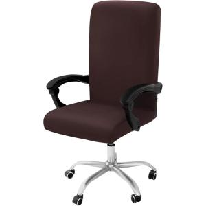 imageSmiry Stretch Printed Office Computer Chair Covers Universal Desk Rotating Chair Slipcovers Removable Washable Soft Fit AntiDust Spandex Protector Cover with Zipper NavyBrown