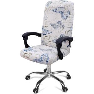 imageSmiry Stretch Printed Office Computer Chair Covers Universal Desk Rotating Chair Slipcovers Removable Washable Soft Fit AntiDust Spandex Protector Cover with Zipper NavyWhite