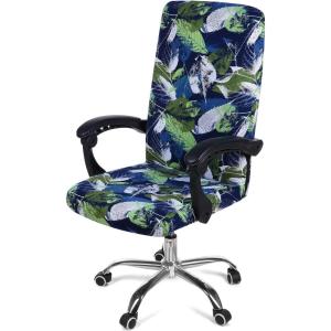 imageSmiry Stretch Printed Office Computer Chair Covers Universal Desk Rotating Chair Slipcovers Removable Washable Soft Fit AntiDust Spandex Protector Cover with Zipper NavyDeep Green