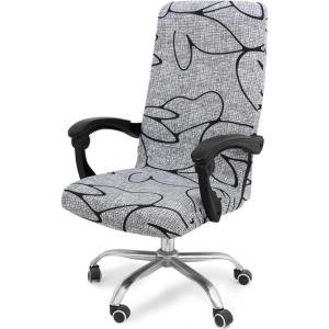 imageSmiry Stretch Printed Office Computer Chair Covers Universal Desk Rotating Chair Slipcovers Removable Washable Soft Fit AntiDust Spandex Protector Cover with Zipper NavyGrey and Black