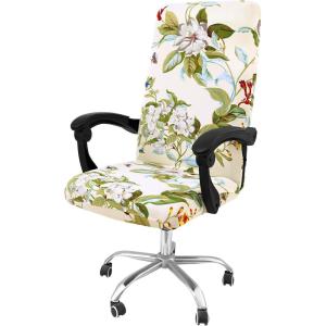 imageSmiry Stretch Printed Office Computer Chair Covers Universal Desk Rotating Chair Slipcovers Removable Washable Soft Fit AntiDust Spandex Protector Cover with Zipper NavyBeige and Green