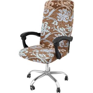 imageSmiry Stretch Printed Office Computer Chair Covers Universal Desk Rotating Chair Slipcovers Removable Washable Soft Fit AntiDust Spandex Protector Cover with Zipper NavyBrown and Blue