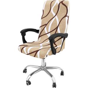 imageSmiry Stretch Printed Office Computer Chair Covers Universal Desk Rotating Chair Slipcovers Removable Washable Soft Fit AntiDust Spandex Protector Cover with Zipper NavyKhaki and White