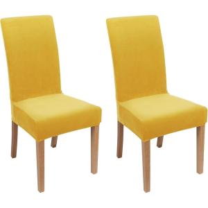 imageSmiry Velvet Stretch Chair Covers for Dining Room Set of 4 Soft Fit Removable Washable Kitchen Parsons Chair Slipcover Protector Light GreyMustard Yellow