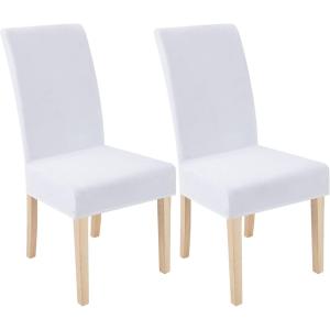 imageSmiry Velvet Stretch Chair Covers for Dining Room Set of 4 Soft Fit Removable Washable Kitchen Parsons Chair Slipcover Protector Light GreyRaw White