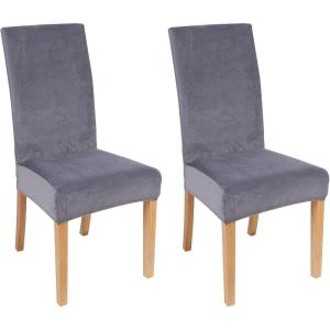 imageSmiry Velvet Stretch Chair Covers for Dining Room Set of 4 Soft Fit Removable Washable Kitchen Parsons Chair Slipcover Protector Light GreySilver Grey