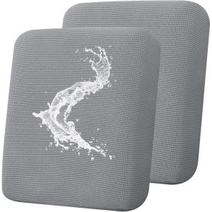 imageSmiry Waterproof Couch Cushion Covers Stretch Jacquard Sofa Covers Washable Thick Sofa Cushion Covers Furniture Protector with Elastic Bottom for Pets Kids 3 Pack GreyLight Grey