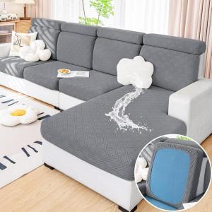 imageSmiry Waterproof Couch Cushion Covers Stretch Sofa Covers for 3 Cushion Couch Washable Sofa Slipcover Elastic Furniture Protector for Pets Kids 3 Pack Grey