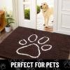 imageSmiry 2 Piece Dog Door Mat for Muddy Paws Absorbent Dirt Trapper Non Slip Quick Dry Washable Chenille Mat for Mud Dogs Entry Rug for Indoor and Outdoor 30x20 Inches BeigeBrown