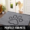 imageSmiry 2 Piece Dog Door Mat for Muddy Paws Absorbent Dirt Trapper Non Slip Quick Dry Washable Chenille Mat for Mud Dogs Entry Rug for Indoor and Outdoor 30x20 Inches BeigeGrey