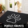 imageSmiry 2 Piece Dog Door Mat for Muddy Paws Absorbent Dirt Trapper Non Slip Quick Dry Washable Chenille Mat for Mud Dogs Entry Rug for Indoor and Outdoor 30x20 Inches BeigeBlack