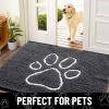 imageSmiry 2 Piece Dog Door Mat for Muddy Paws Absorbent Dirt Trapper Non Slip Quick Dry Washable Chenille Mat for Mud Dogs Entry Rug for Indoor and Outdoor 30x20 Inches BeigeDark Grey
