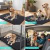 imageSmiry 2 Piece Dog Door Mat for Muddy Paws Absorbent Dirt Trapper Non Slip Quick Dry Washable Chenille Mat for Mud Dogs Entry Rug for Indoor and Outdoor 30x20 Inches BeigeBlack