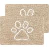 imageSmiry 2 Piece Dog Door Mat for Muddy Paws Absorbent Dirt Trapper Non Slip Quick Dry Washable Chenille Mat for Mud Dogs Entry Rug for Indoor and Outdoor 30x20 Inches BeigeBeige