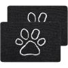 imageSmiry 2 Piece Dog Door Mat for Muddy Paws Absorbent Dirt Trapper Non Slip Quick Dry Washable Chenille Mat for Mud Dogs Entry Rug for Indoor and Outdoor 30x20 Inches BeigeBlack