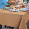 imageSmiry Rectangle Linen Table Cloth Waterproof Wipeable Burlap Tablecloth Washable Decorative Farmhouse Linens Table Cover for Kitchen Dining Parties 52x70 Amber Bronze