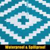 imageSmiry Rectangle Picnic Tablecloth Waterproof Elastic Fitted Table Covers for 6 Foot Tables Wipeable Flannel Backed Vinyl Tablecloths for Camping Indoor Outdoor Blue Leaves 30x72 InchesTeal