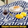 imageSmiry Rectangle Picnic Tablecloth Waterproof Elastic Fitted Table Covers for 6 Foot Tables Wipeable Flannel Backed Vinyl Tablecloths for Camping Indoor Outdoor Blue Leaves 30x72 InchesNavy