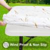 imageSmiry Rectangle Picnic Tablecloth Waterproof Elastic Fitted Table Covers for 6 Foot Tables Wipeable Flannel Backed Vinyl Tablecloths for Camping Indoor Outdoor Blue Leaves 30x72 InchesWhite