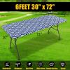 imageSmiry Rectangle Picnic Tablecloth Waterproof Elastic Fitted Table Covers for 6 Foot Tables Wipeable Flannel Backed Vinyl Tablecloths for Camping Indoor Outdoor Blue Leaves 30x72 InchesNavy