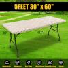 imageSmiry Rectangle Picnic Tablecloth Waterproof Elastic Fitted Table Covers for 6 Foot Tables Wipeable Flannel Backed Vinyl Tablecloths for Camping Indoor Outdoor Blue Leaves 30x72 InchesKhaki