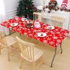 imageSmiry Rectangle Picnic Tablecloth Waterproof Elastic Fitted Table Covers for 6 Foot Tables Wipeable Flannel Backed Vinyl Tablecloths for Camping Indoor Outdoor Blue Leaves 30x72 InchesChirstmas Red