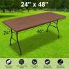 imageSmiry Rectangle Picnic Tablecloth Waterproof Elastic Fitted Table Covers for 6 Foot Tables Wipeable Flannel Backed Vinyl Tablecloths for Camping Indoor Outdoor Blue Leaves 30x72 InchesBrown