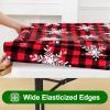 imageSmiry Rectangle Picnic Tablecloth Waterproof Elastic Fitted Table Covers for 6 Foot Tables Wipeable Flannel Backed Vinyl Tablecloths for Camping Indoor Outdoor Blue Leaves 30x72 InchesBlack  Red