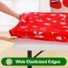 imageSmiry Rectangle Picnic Tablecloth Waterproof Elastic Fitted Table Covers for 6 Foot Tables Wipeable Flannel Backed Vinyl Tablecloths for Camping Indoor Outdoor Blue Leaves 30x72 InchesWhite  Red