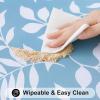 imageSmiry Rectangle Picnic Tablecloth Waterproof Elastic Fitted Table Covers for 6 Foot Tables Wipeable Flannel Backed Vinyl Tablecloths for Camping Indoor Outdoor Blue Leaves 30x72 InchesBaby Blue