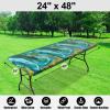 imageSmiry Rectangle Picnic Tablecloth Waterproof Elastic Fitted Table Covers for 6 Foot Tables Wipeable Flannel Backed Vinyl Tablecloths for Camping Indoor Outdoor Blue Leaves 30x72 InchesTeal  Gold