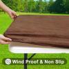 imageSmiry Rectangle Picnic Tablecloth Waterproof Elastic Fitted Table Covers for 6 Foot Tables Wipeable Flannel Backed Vinyl Tablecloths for Camping Indoor Outdoor Blue Leaves 30x72 InchesBrown