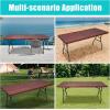 imageSmiry Rectangle Picnic Tablecloth Waterproof Elastic Fitted Table Covers for 6 Foot Tables Wipeable Flannel Backed Vinyl Tablecloths for Camping Indoor Outdoor Blue Leaves 30x72 InchesReddish Brown