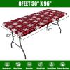 imageSmiry Rectangle Picnic Tablecloth Waterproof Elastic Fitted Table Covers for 6 Foot Tables Wipeable Flannel Backed Vinyl Tablecloths for Camping Indoor Outdoor Blue Leaves 30x72 InchesBlack  Red