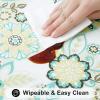 imageSmiry Rectangle Picnic Tablecloth Waterproof Elastic Fitted Table Covers for 6 Foot Tables Wipeable Flannel Backed Vinyl Tablecloths for Camping Indoor Outdoor Blue Leaves 30x72 InchesTeal  White