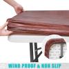 imageSmiry Rectangle Picnic Tablecloth Waterproof Elastic Fitted Table Covers for 6 Foot Tables Wipeable Flannel Backed Vinyl Tablecloths for Camping Indoor Outdoor Blue Leaves 30x72 InchesReddish Brown