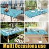imageSmiry Rectangle Picnic Tablecloth Waterproof Elastic Fitted Table Covers for 6 Foot Tables Wipeable Flannel Backed Vinyl Tablecloths for Camping Indoor Outdoor Blue Leaves 30x72 InchesTeal
